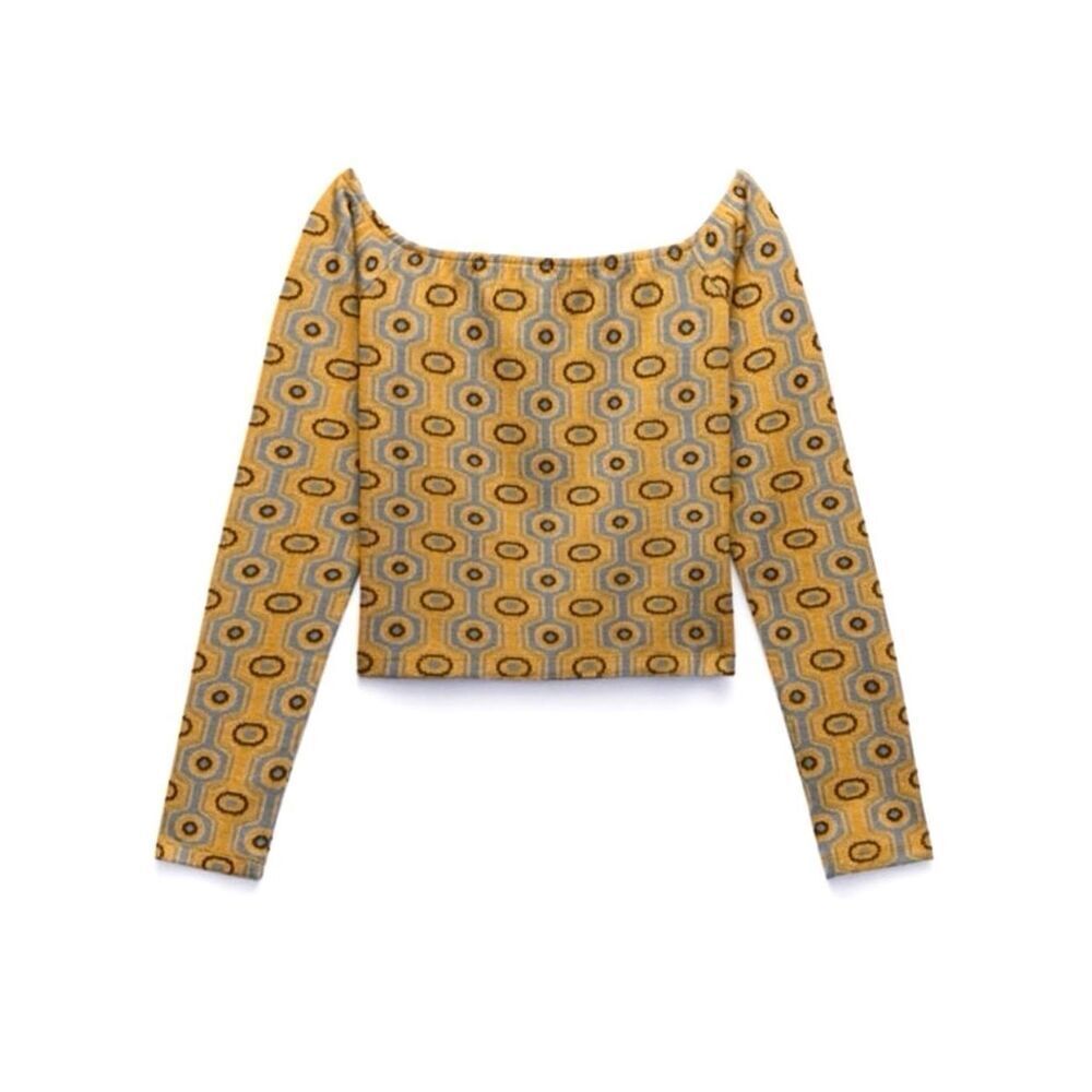 NEW ZARA Women’s Small Jacquard Knit Long Sleeve Top - Picture 2 of 12